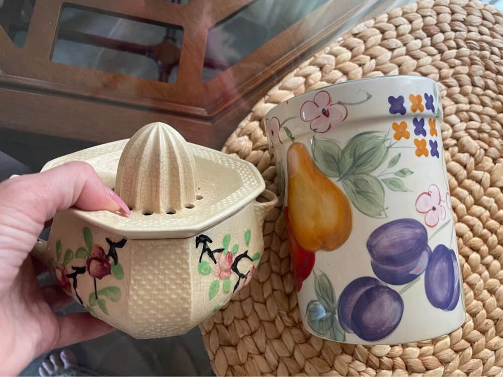 Home Brand Ceramic Citrus Juicer and Fruit Canister Set